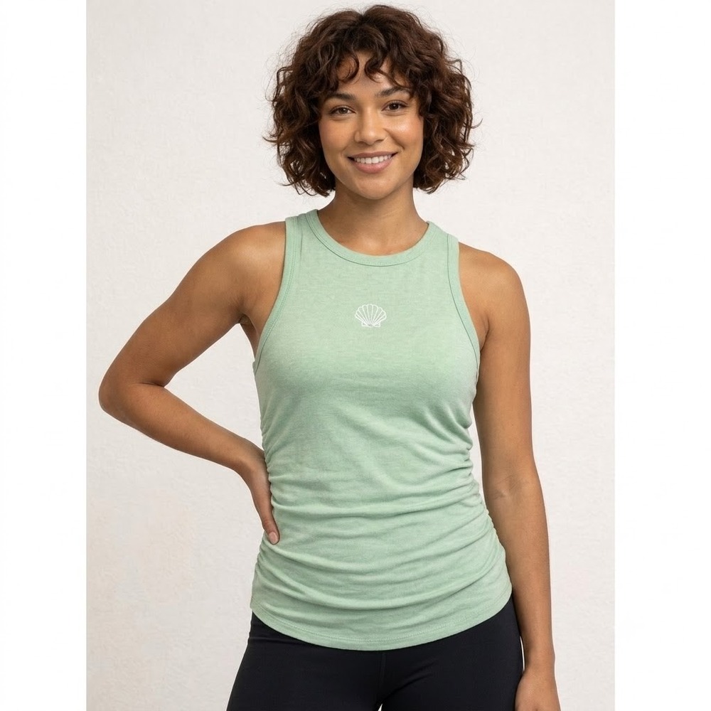 Wild Fable Mint Green Ribbed Ruched Side Tank Top Sleeveless Crew Neck Large NEW